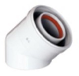 Отвод 45° алюминиевый эмалированный диаметром 80 мм для газовых катлов Baxi — Алюминиевый эмалированный отвод диаметром 80 мм с углом наклона 45 градусов используется в качестве начального участка при монтаже эмалированных дымоходов.