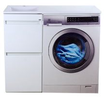 Тумба для комплекта Misty Фостер 40 напольная белая 2 ящика под стиральную машину — 