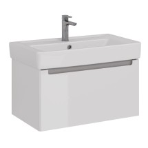 Тумба Lemark BUNO MINI 80 см под 1 раковину, подвесная,1 ящик, цвет корпуса, фасада: Белый глянец — 