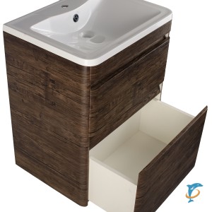 Тумба с раковиной Атлантика 60 Люкс PLUS подвесная, старое дерево (СС-00002205+СС-00002203)