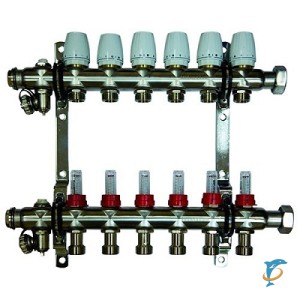 Коллекторная группа Millennium 1'' с расходомерами для теплого пола на 6 выходов  (KGTP1106)