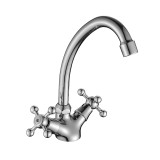 Смеситель DECOROOM DR54028 двуручный  для кухни с высоким поворотным изливом — 