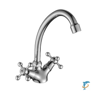 Смеситель DECOROOM DR54028 двуручный  для кухни с высоким поворотным изливом  (DR54028)