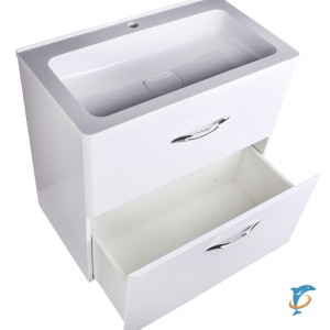 Тумба с раковиной El Fante Каре 80 Люкс PLUS напольная, белая, 2 ящика  (СС-00002267+СС-00002263)