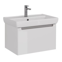 Тумба Lemark BUNO MINI 70 см под 1 раковину, подвесная,1 ящик, цвет корпуса, фасада: Белый глянец — 