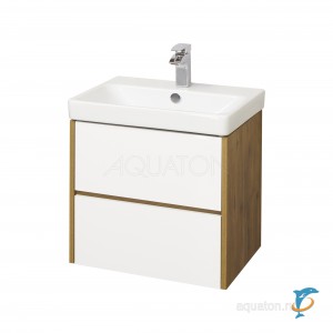 Тумба с раковиной Aquaton Сканди 70 белая, дуб рустикальный (1A251801SDZ90 + Aquaton_1WH501628)