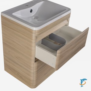 Тумба с раковиной Атлантика 60 Люкс PLUS подвесная, ясень перламутр  (СС-00002217+СС-00002203)
