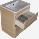 Тумба с раковиной Атлантика 60 Люкс PLUS подвесная, ясень перламутр  (СС-00002217+СС-00002203)