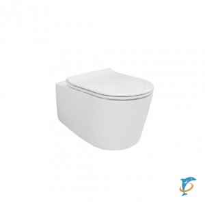 Подвесной унитаз Creo Ceramique RENNES 550х365х370 безободковый , микролифт  (RE1100R+RE1001T/AR1001T)