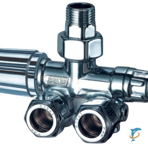 Узел дизайн-серии LADY FAR нижнего подключения терморегулирующим и запорным вентилем 1/2 FL029712 левый  (FL 0297 12)