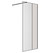 Душевая перегородка Niagara Nova NG-481-10FBLACK (100х200) черный матовый, стекло рифленое/тонированное &mdash; 