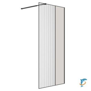 Душевая перегородка Niagara Nova NG-481-10FBLACK (100х200) черный матовый, стекло рифленое/тонированное  (NG-481-10FBLACK)