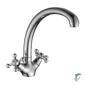 Смеситель DECOROOM DR54029 двуручный  для кухни с высоким поворотным изливом  (DR54029)