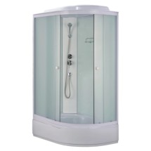 Душевая кабина Loranto 1200х800х2150 левосторонняя, белое заднее стекло, поддон 26 см, матовое стекло 4 мм, профиль белый (CS-985-LTM/W-120) — 