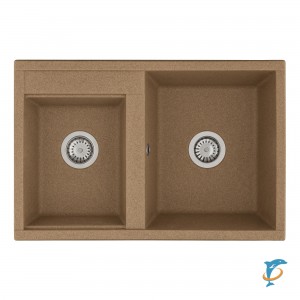 Мойка для кухни из литого мрамора Aquaton Делия 78 DBL 2 чаши терракотовый 1A723132DE270 (1A723132DE270)
