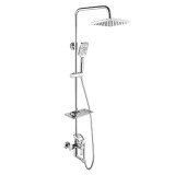 Смеситель термостатический Rossinka RS50-46 для ванны и душа с регулируемой высотой штанги, поворотным изливом и лейкой &quot;Тропический дождь&quot; — 