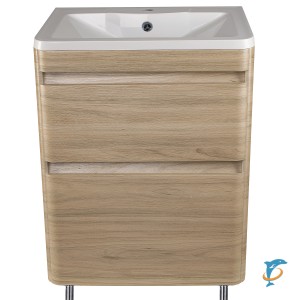 Тумба с раковиной Атлантика 60 Люкс PLUS напольная, ясень перламутр  (СС-00002216+СС-00002203)