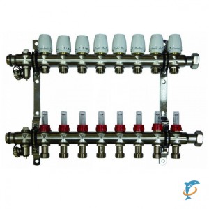 Коллекторная группа Millennium 1'' с расходомерами для теплого пола на 8 выходов  (KGTP1108)