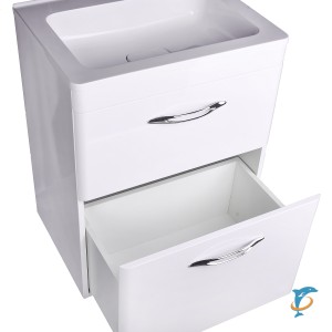 Тумба с раковиной El Fante Каре 60 Люкс PLUS подвесная, белая, 2 ящика  (СС-00002268+СС-00002261)