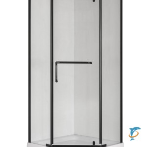 Душевая шторка,пента,прозр.стекло 6мм,черный профиль 90*90*195см  (TA-09093-1CB)