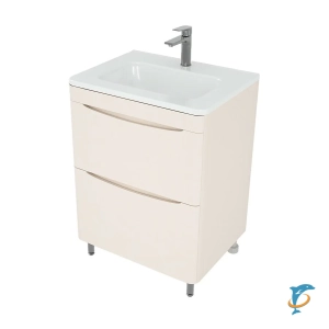 Тумба с раковиной напольная Style Line Бергамо мини 60, люкс plus антискрейтч, карамель (СС-00002531+СС-00002295)