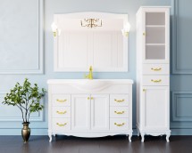 Комплект ValenHouse Эллина 120 белый с пеналом, фурнитура золото — 