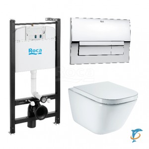 ПЭК Roca The Gap Pack 893104100 подвесной унитаз Rimless + инсталляция + кнопка + сиденье  (893104100)