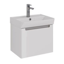 Тумба Lemark BUNO MINI 50 см под 1 раковину, подвесная,1 ящик, цвет корпуса, фасада: Белый глянец — 