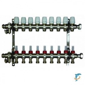 Коллекторная группа Millennium 1'' с расходомерами для теплого пола на 9 выходов  (KGTP1109)