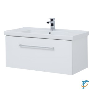 Тумба с раковиной Dreja BIG INN 100 подвесная, белый глянец  (77.0205W+641259)