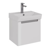 Тумба Lemark BUNO MINI 45 см под 1 раковину, подвесная,1 ящик, цвет корпуса, фасада: Белый глянец — 