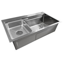 Кухонная мойка AZARIO Наоми (750х460х220) нержавеющая сталь (сифон, корзина, доска) (AZS7546H) &mdash; 