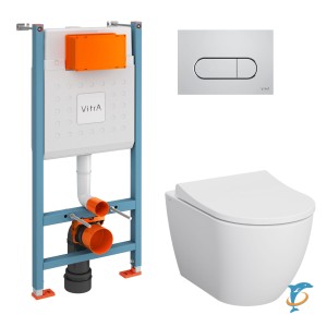 Унитаз VITRA Mia Round 9873B003-7201, кнопка хром, сиденье дюропласт с м/лифт, инсталляция  (9873B003-7201)