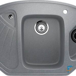 Угловая двухсекционная мойка с отверстием под смеситель ULGRAN U-501 графитовый  (U-501-342)