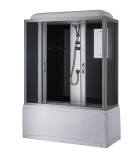 Душевая кабина без гидромассажа с ванной,тонир.секло,черные зад.стенки,150*70*215см — 