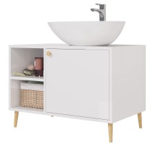 Тумба с раковиной напольная Dreja LUNO 80 см, белый глянец — 