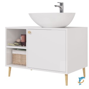 Тумба с раковиной напольная Dreja LUNO 80 см, белый глянец  (99.2002+641266)