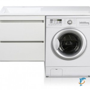 Тумба с раковиной El Fante Даллас 100 Люкс PLUS подвесная, белая, правая/левая Эмаль  (СС-00002349+СС-00000517/СС-00000516)