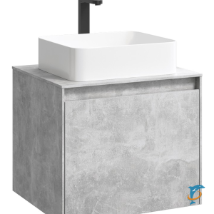 Тумба с раковиной Aqwella 5 Stars Mobi 60 подвесная бетон светлый (раковина Олимпия 560)  (MOB0106BS+MOB0706BS+4640021064269)
