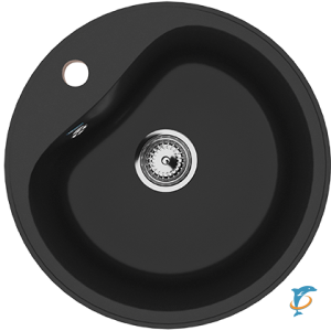 Круглая мойка с отверстием под смеситель ULGRAN U-100 ультра-черный  (U-100-344)