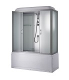 Душевая кабина без гидромассажа с ванной,мат.секло,белые зад.стенки,170*75*215см — 