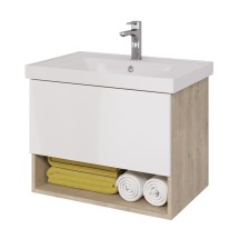 Тумба для комплекта Dreja PERFECTO 70 подвесная, дуб эврика, белый глянец — 