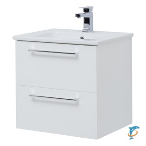 Тумба с раковиной Dreja GIO 60 подвесная, белый глянец  (77.0101W+640344)