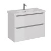 Тумба Lemark BUNO 100 см под 1 раковину, подвесная/напольная, 2 ящика, цвет корпуса, фасада: Белый глянец &mdash; 