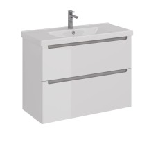 Тумба Lemark BUNO 100 см под 1 раковину, подвесная/напольная, 2 ящика, цвет корпуса, фасада: Белый глянец — 