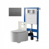 Инсталляция Point Элемент PN45120 + Клавиша Меркурий графит PN44831GM + Унитаз Веста PN41701 — 