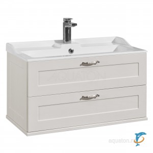 Тумба с раковиной Aquaton Леон 80 дуб , белая  (1A186301LBPS0 + Aquaton_1A708031FB010)