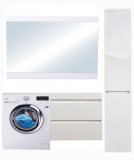 Мебель для ванной El Fante Даллас 140 Люкс белая PLUS подвесная, левая/правая — Мебель для ванной El Fante напольная Даллас 130 Люкс белая PLUS левая СС-00000557 + СС-00000541 + СС-00000581