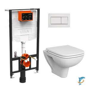 Унитаз VITRA S20 9004B003-7207 с инсталляцией и кнопкой, сиденье микролифт  (9004B003-7207)