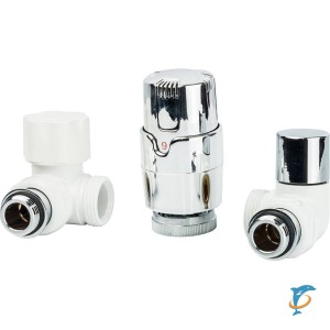 Термостатический комплект угловой правосторонний LUXOR KT 269/A, белый-хром (14772703CBLUX)